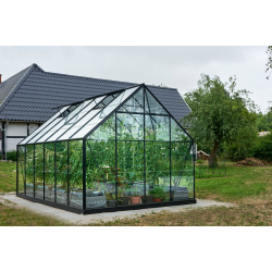 HALLS szklarnia ogrodowa Universal 148 czarna (11,5 m2; 2,57 x 4,46 m), szkło hartowane + baza